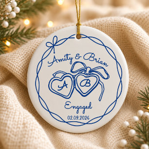 Personalised Engagement Ceramic ornament, Couple Tree Decoration