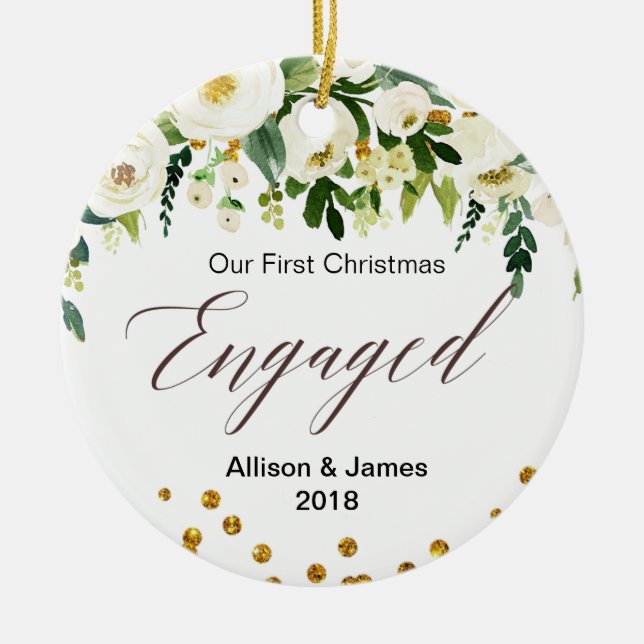 Personalised Engagement Christmas Ornament (Front)