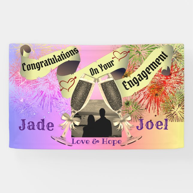Personalised Engagement Party Photo Banner (Horizontal)