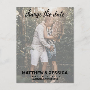 Personalised Engagement Photo Date Change Announcement Postcard