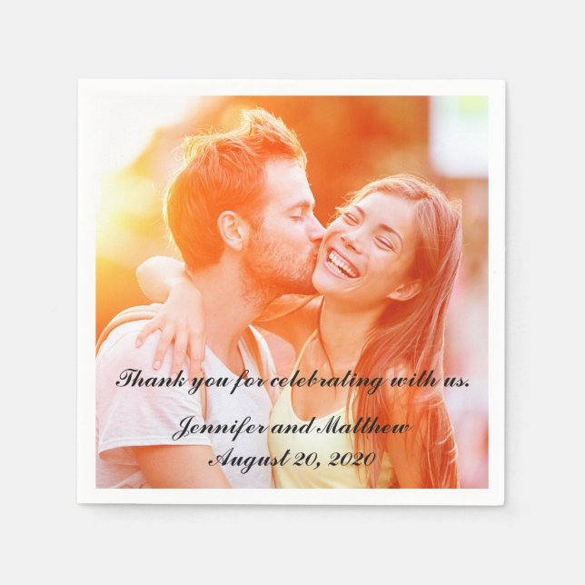 Personalised Engagement Photo Paper Napkins (Front)