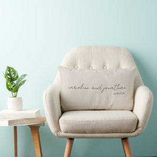 Personalised Engagement Wedding Anniversary Gift Lumbar Cushion