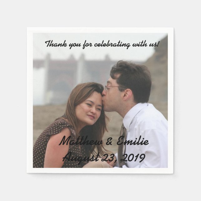 Personalised Engagement / Wedding Photo Napkins (Front)