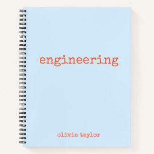 Personalised Engineering Graph Paper Blue Orange Notebook