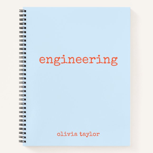 Personalised Engineering Graph Paper Blue Orange Notebook (Front)