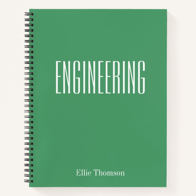 Personalised Engineering Graph Paper Green Name Notebook (Front)