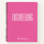 Personalised Engineering Graph Paper Pink Name Notebook<br><div class="desc">A cute,  trendy notebook to take to engineering class or for homework with a simple,  minimalist cover in pretty hot pink and space for the school subject and your name to be personalised.</div>