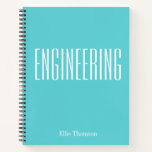 Personalised Engineering Graph Paper Simple Aqua Notebook<br><div class="desc">A cute,  trendy notebook to take to engineering class or for homework with a simple,  minimalist cover in turquoise blue and space for the school subject and your name to be personalised.</div>