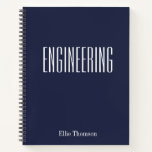 Personalised Engineering Graph Paper Simple Design Notebook<br><div class="desc">A cute,  trendy notebook to take to engineering class or for homework with a simple,  minimalist cover in pretty navy blue and space for the school subject and your name to be personalised.</div>