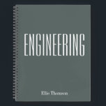 Personalised Engineering Graph Paper Simple Grey Notebook<br><div class="desc">A cute,  trendy notebook to take to engineering class or for homework with a simple,  minimalist cover in forest grey green and space for the school subject and your name to be personalised.</div>