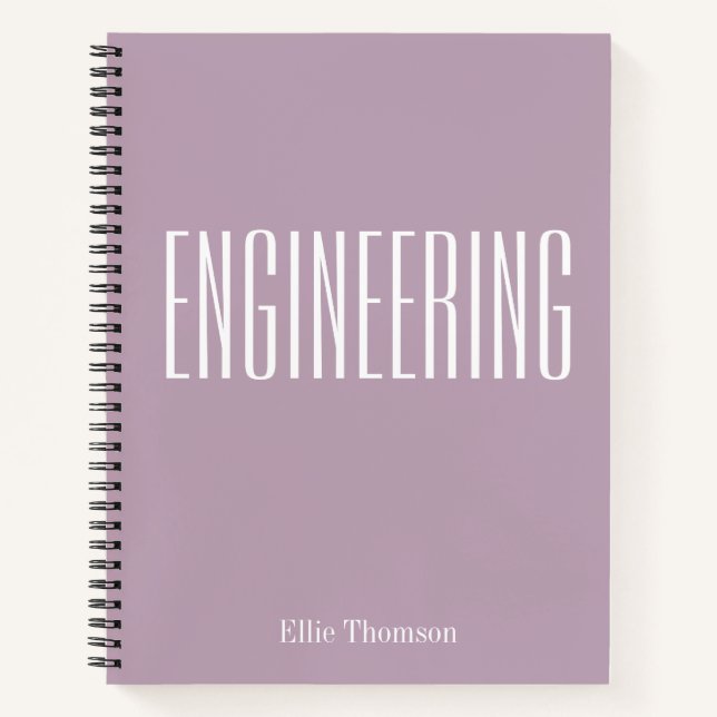 Personalised Engineering Graph Paper Simple Lilac Notebook (Front)