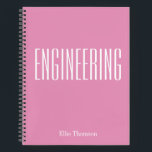 Personalised Engineering Graph Paper Simple Pink Notebook<br><div class="desc">A cute,  trendy notebook to take to engineering class or for homework with a simple,  minimalist cover in pink and space for the school subject and your name to be personalised.</div>