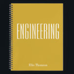 Personalised Engineering Graph Paper Simple Yellow Notebook<br><div class="desc">A cute,  trendy notebook to take to engineering class or for homework with a simple,  minimalist cover in mustard yellow and space for the school subject and your name to be personalised.</div>