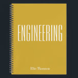 Personalised Engineering Graph Paper Simple Yellow Notebook<br><div class="desc">A cute,  trendy notebook to take to engineering class or for homework with a simple,  minimalist cover in mustard yellow and space for the school subject and your name to be personalised.</div>