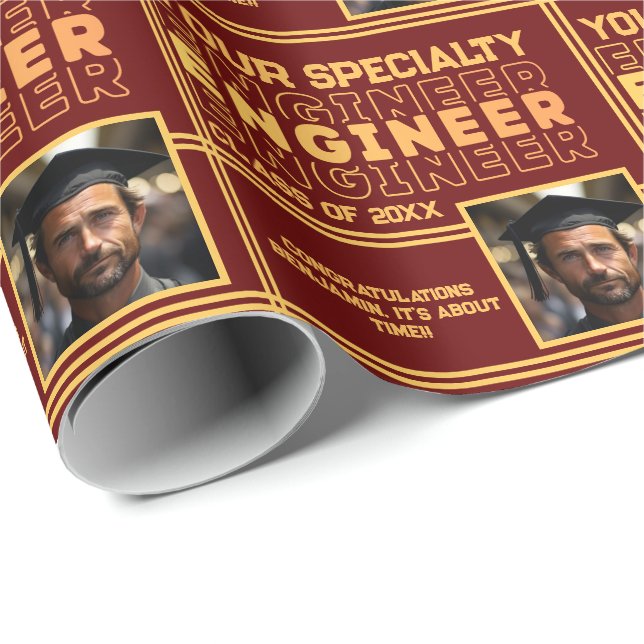 Personalised Engineering Name Graduation Year Wrapping Paper (Roll Corner)