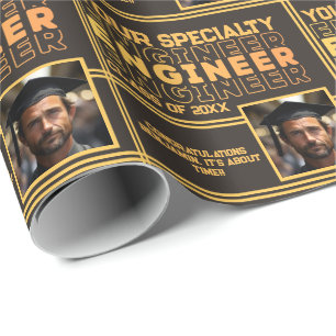 Personalised Engineering Name Graduation Year Wrapping Paper