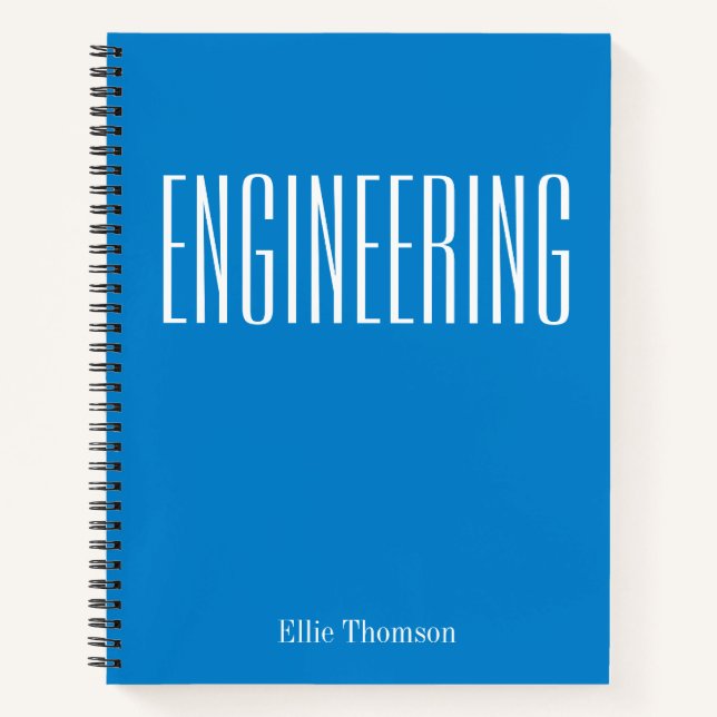 Personalised Engineering Simple Graph Paper Blue Notebook (Front)