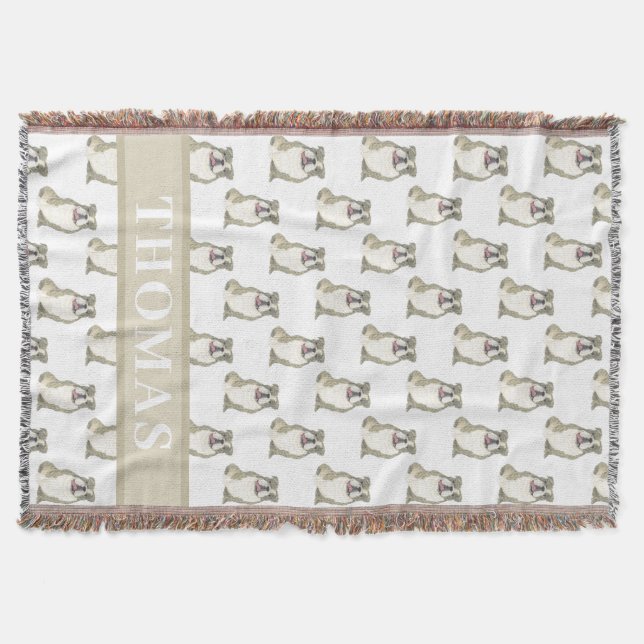 Personalised English Bulldog (Brindle) Throw Blanket (Front)
