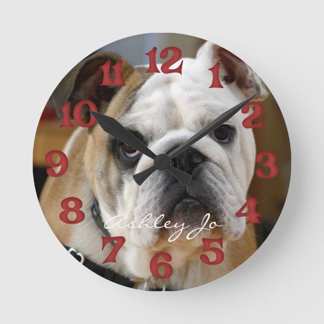 Personalised English Bulldog Wall Clock (Front)