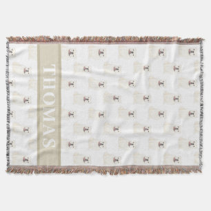 Personalised English Bulldog (White) Throw Blanket