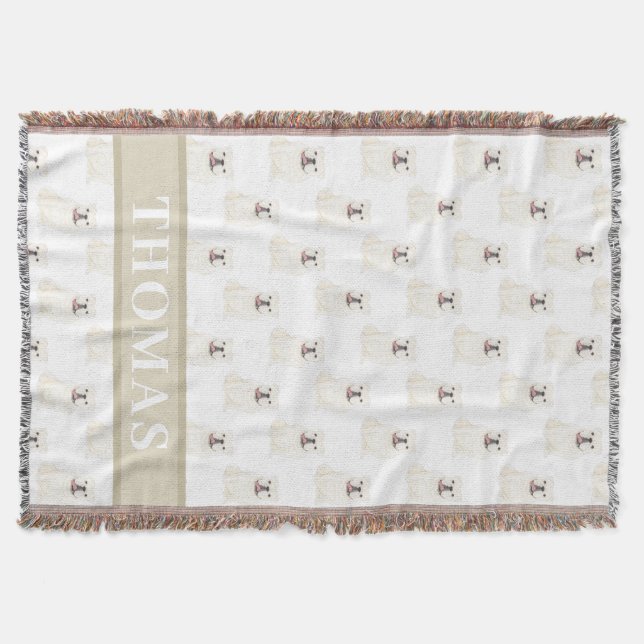 Personalised English Bulldog (White) Throw Blanket (Front)