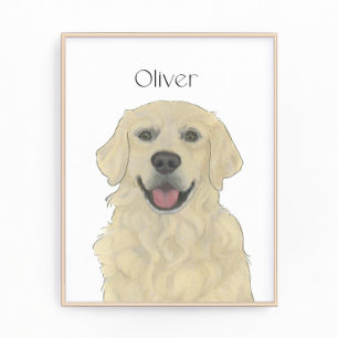 Personalised English Golden Retriever Dog Art Photo Print