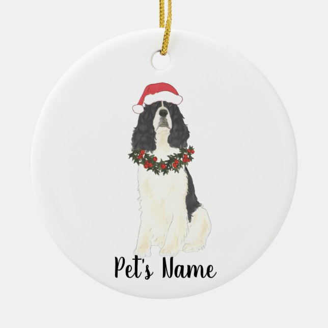 Personalised English Springer Spaniel (Black) Ceramic Tree Decoration (Front)