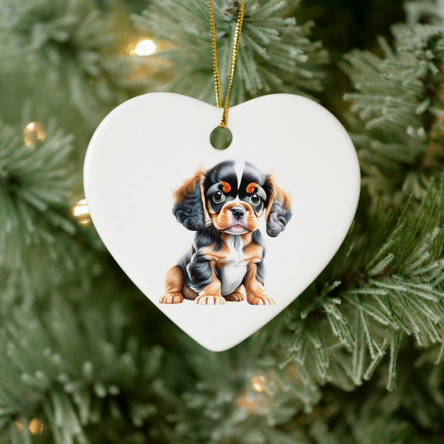 Personalised English Toy Spaniel Puppy Ceramic Tree Decoration (Tree)