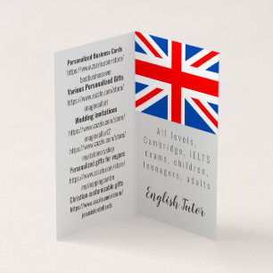 Personalised English Tutor folded business card