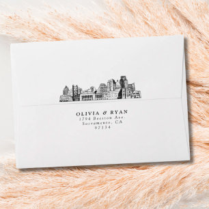 Personalised Envelope Sacramento Skyline Sketch