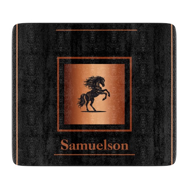 Personalised Equestrian Copper-Embellished  Cutting Board (Front)