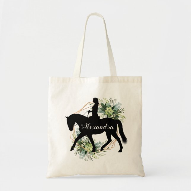 Personalised Equestrian Horse Riding Custom Name Tote Bag (Front)