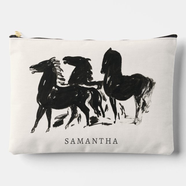 Personalised Equestrian Name Horse Painting Accessory Pouch (Front)