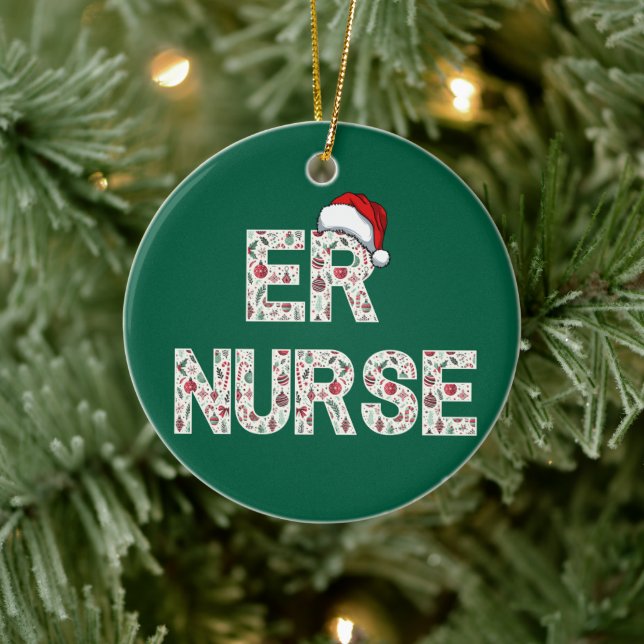 Personalised ER Nurse Christmas Gift Santa Trendy Ceramic Tree Decoration (Tree)