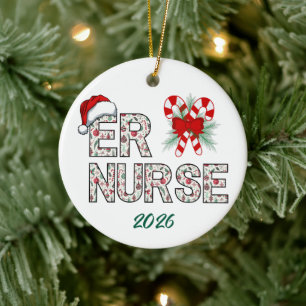 Personalised ER Nurse Christmas Santa Ceramic Tree Decoration