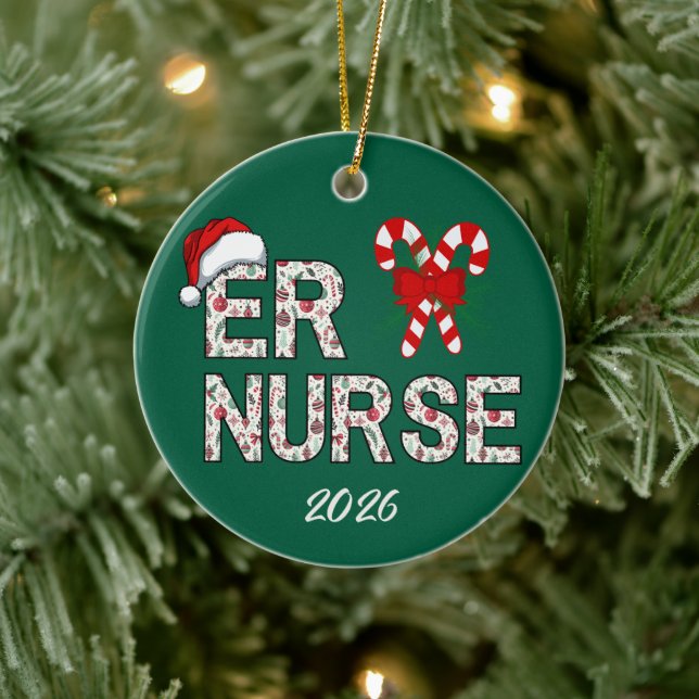 Personalised ER Nurse Christmas Santa  Ceramic Tree Decoration (Tree)