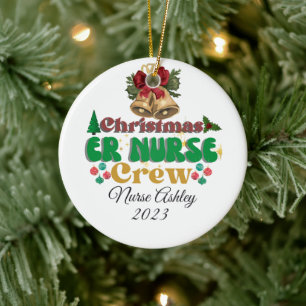 Personalised ER nurse crew Christmas Ceramic Tree Decoration