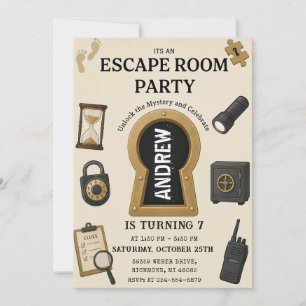 Personalised Escape Room Mystery Clue Birthday Invitation