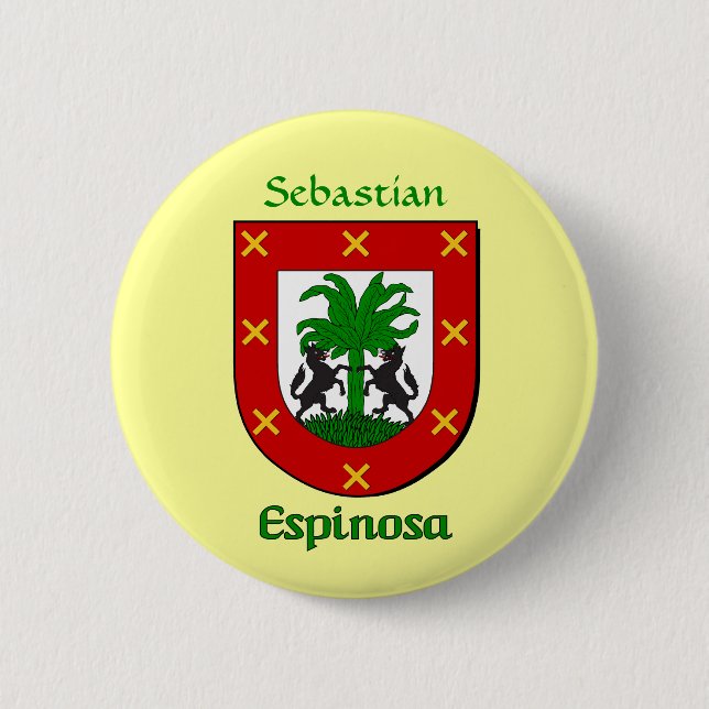 Personalised Espinosa Historical Shield 6 Cm Round Badge (Front)