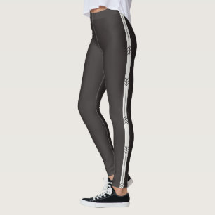 Personalised Espresso Black Accents Neutral Stripe Leggings