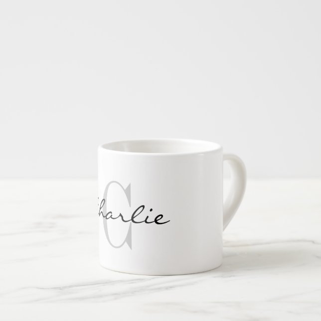 Personalised espresso cup with classy monogram (Front Right)