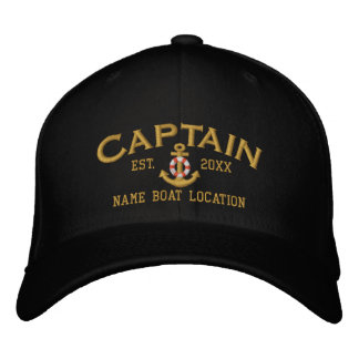 Personalised Est. Sea Captain Lifesaver Anchor Embroidered Hat
