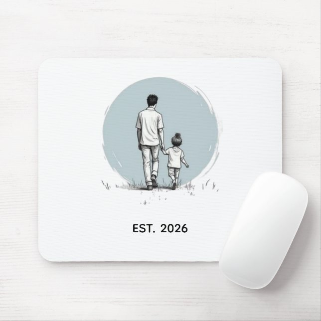 Personalised EST Year Father & Daughter Minimalist Mouse Mat (With Mouse)