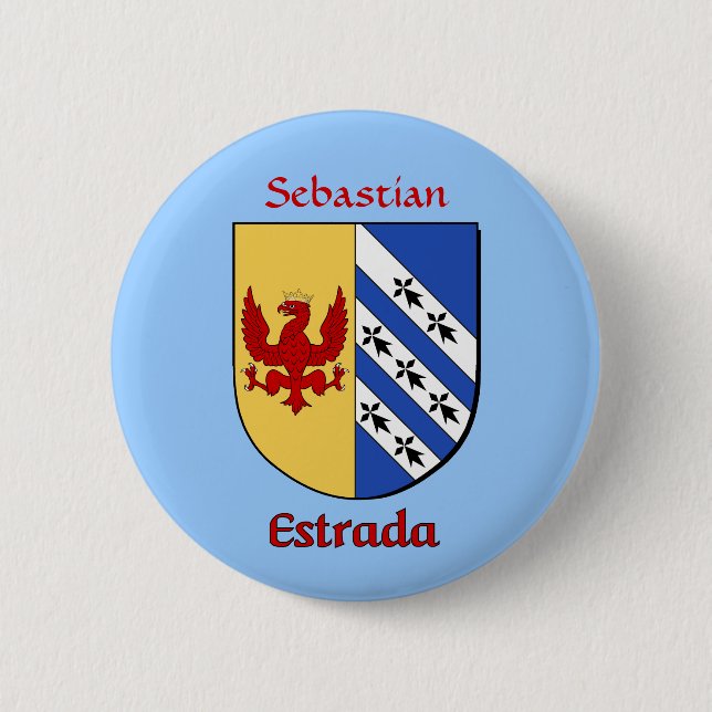 Personalised Estrada Historical Shield 6 Cm Round Badge (Front)