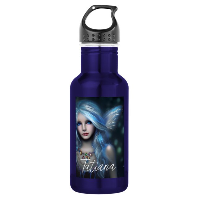 Personalised Ethereal Mystical Blue Fairy 532 Ml Water Bottle (Front)