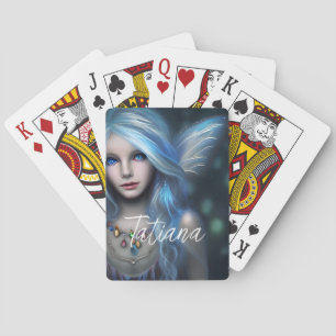 Personalised Ethereal Mystical Blue Fairy Playing Cards