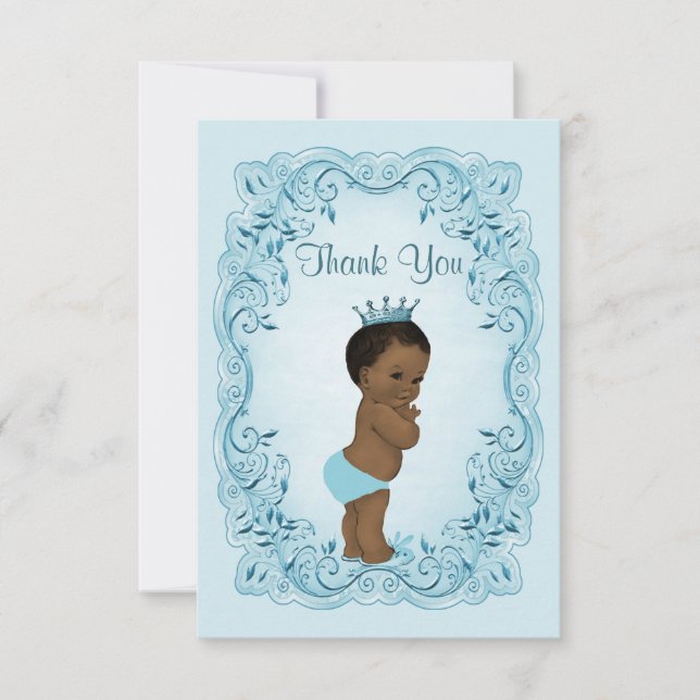 Personalised Ethnic Prince Baby Shower Thank You (Front)