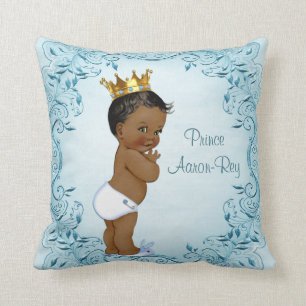 Personalised Ethnic Prince Blue Leaves Cushion