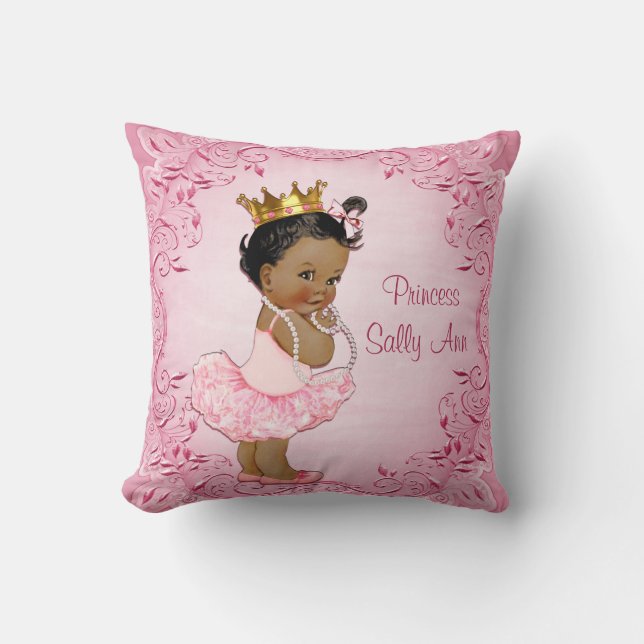 Personalised Ethnic Princess Ballerina Pink Cushion (Front)