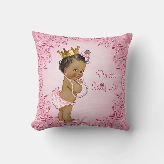 Personalised Ethnic Princess Glamourous Pink Cushion (Front)